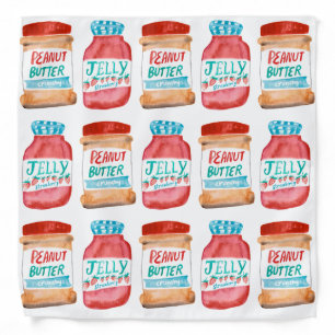 Peanut Butter and Jelly Watercolor Pattern Bandana