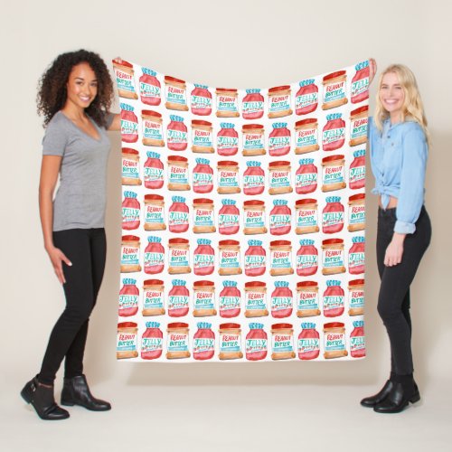 Peanut Butter and Jelly Watercolor Pattern Fleece Blanket