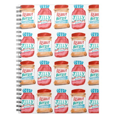 Peanut Butter and Jelly Watercolor Pattern Notebook