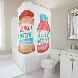 Peanut Butter and Jelly Watercolor Pattern Shower Curtain