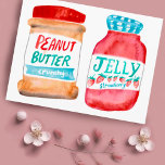Peanut Butter and Jelly Watercolor Postcard<br><div class="desc">Add your own text to the front and back,  or change the colors. Take a look at my shop for more!</div>