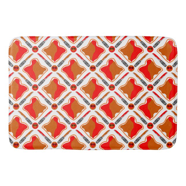 Peanut Butter and Strawberry Jam Seamless Patter Bath Mat (Front)