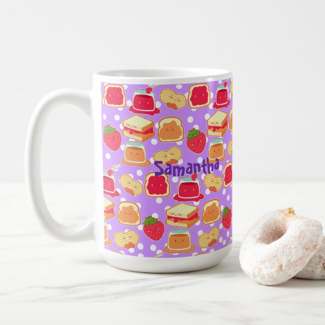 Peanut Butter And Strawberry Jelly Coffee Mug (With Donut)