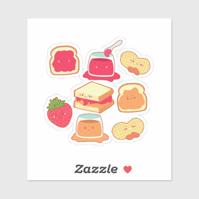Peanut Butter And Strawberry Jelly Sticker (Sheet)