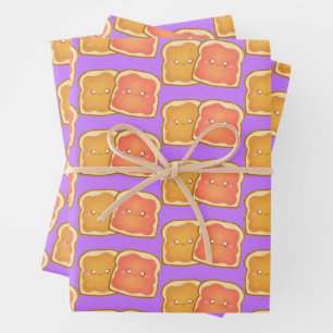 Peanut Butter And Strawberry Jelly Toast Wrapping Paper Sheets