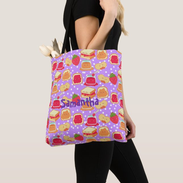Peanut Butter And Strawberry Jelly Tote Bag (Close Up)