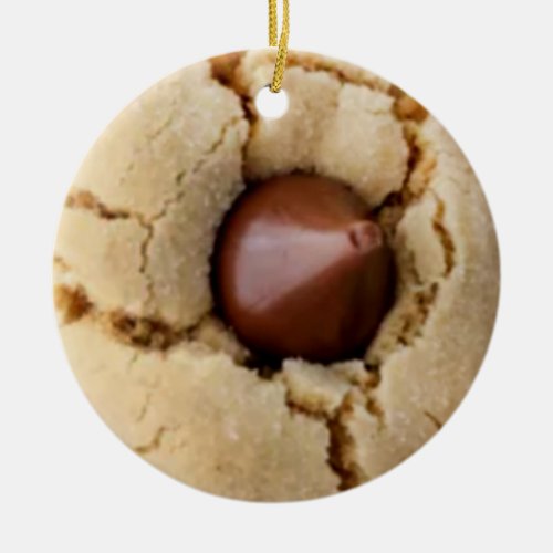 Peanut Butter Blossom Christmas Cookie Ceramic Ornament