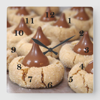 Peanut Butter Blossom Cookies Square Wall Clock