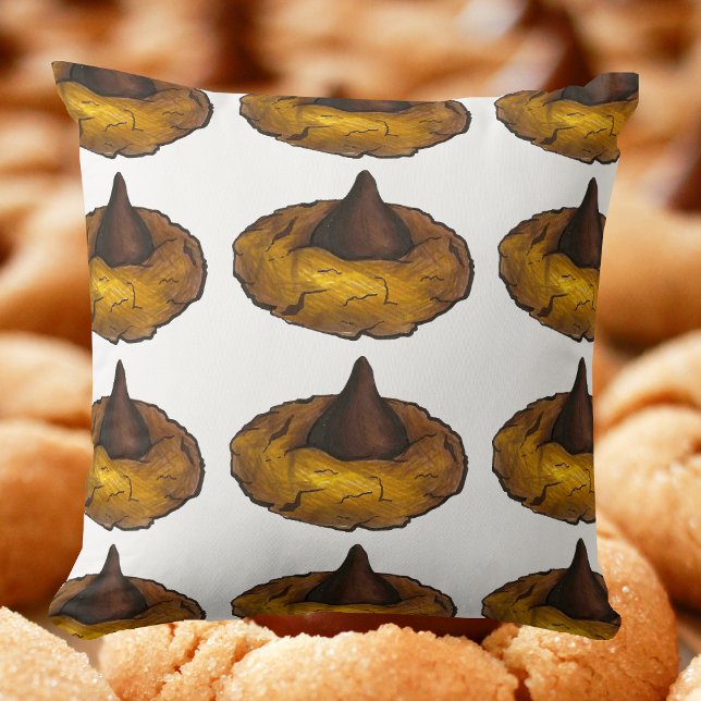 Peanut Butter Chocolate Blossom Cookies Bake Sale Throw Pillow (Peanut butter cookie pillow)