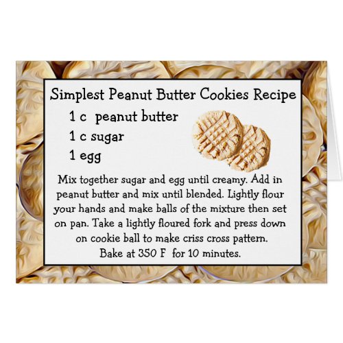 Peanut Butter Cookie Recipe Card