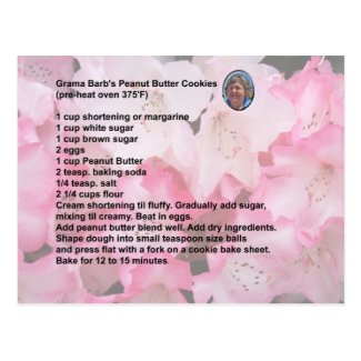 Peanut Butter Cookie Recipe Postcard