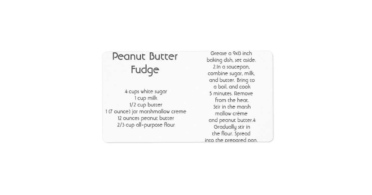 Peanut Butter Fudge Label | Zazzle