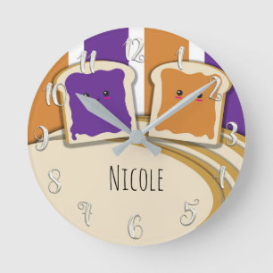 Peanut Butter & Grape Jelly Jam PB&J Personalized Round Clock