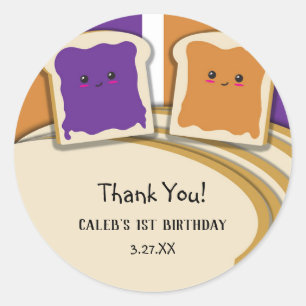 Peanut Butter Grape Jelly PB&J Birthday Party Classic Round Sticker