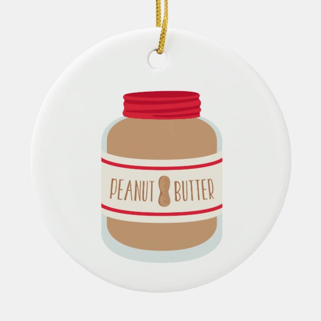 Peanut Butter Jar Ceramic Ornament (Front)