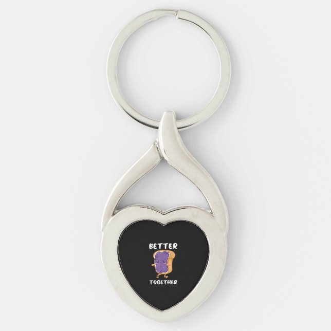 Peanut Butter Jelly Better Together Funny Food Lov Keychain (Front)