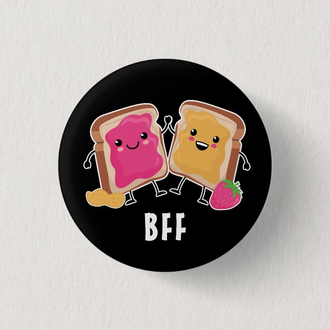  Peanut Butter + Jelly: BFF Funny Button (Front)