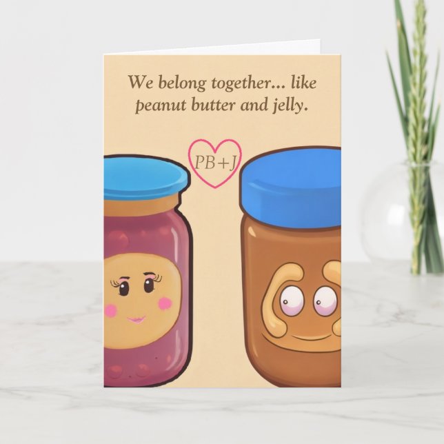 Peanut Butter & Jelly In Love - Funny Holiday Card (Front)