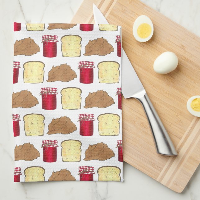 Peanut Butter Jelly Sandwich Bread Lunchtime Food Kitchen Towel (Quarter Fold)