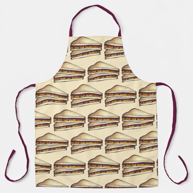 Peanut Butter Jelly Time PB&J Sandwich Bread Jam Apron (Front)