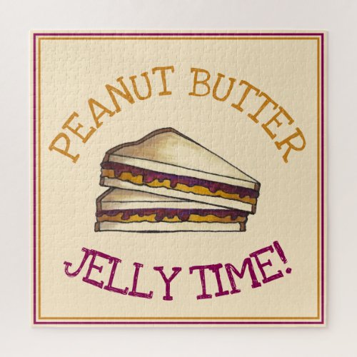 Peanut Butter Jelly Time PBJ Sandwich Lunch Foodie Jigsaw Puzzle