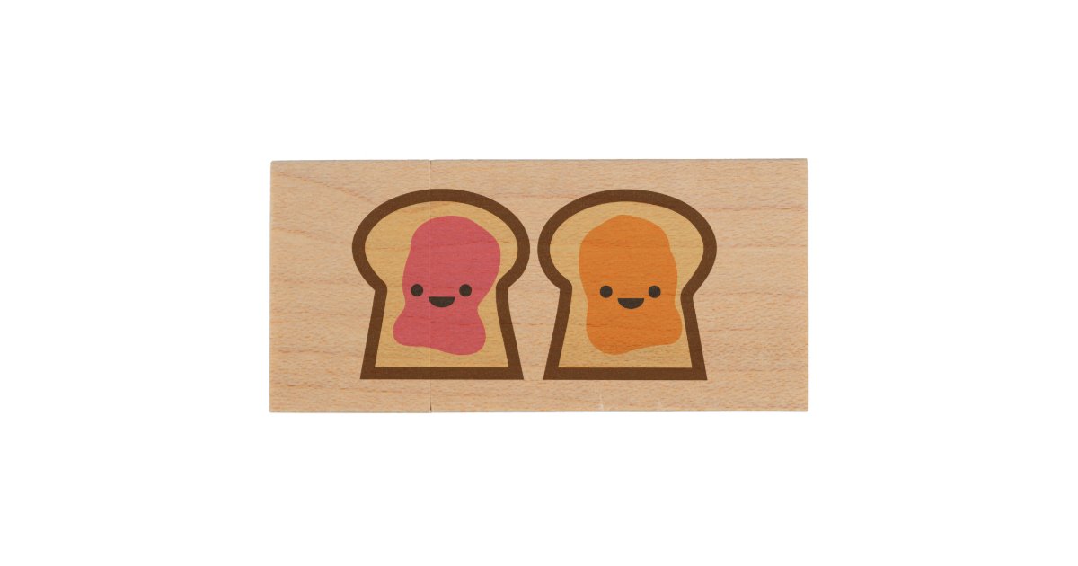 Peanut Butter Jelly Toast Friends Wood Usb Drive Zazzle Com