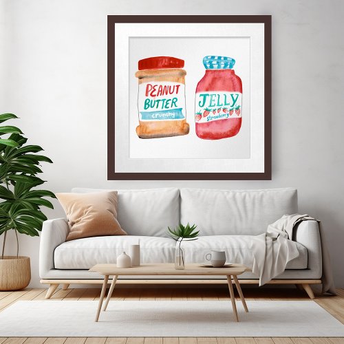 Peanut Butter  Jelly Watercolor Art Poster