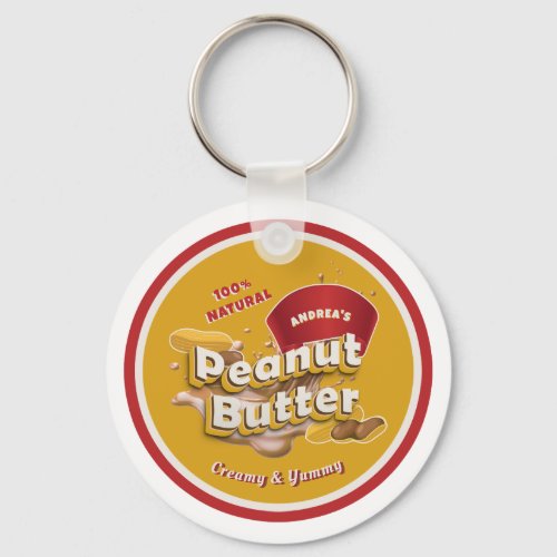Peanut Butter Personalized Logo Cute Red  Yellow Keychain
