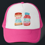 Peanut Butter & Strawberry Jelly Watercolor Art Trucker Hat<br><div class="desc">Check out this Sweet hat and check my shop for more matching items like mugs,  stickers and more. 
 
 Customize this with a name or other text.</div>