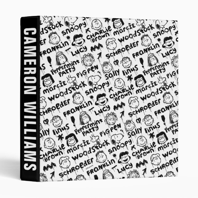Peanut Characters Graffiti Pattern 3 Ring Binder (Front/Spine)