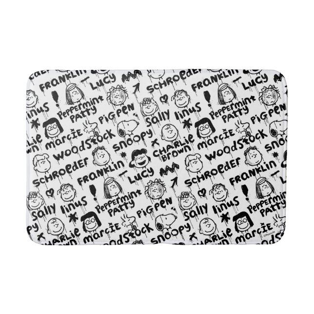 Peanut Characters Graffiti Pattern Bath Mat (Front)