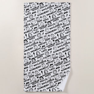 Peanut Characters Graffiti Pattern Beach Towel