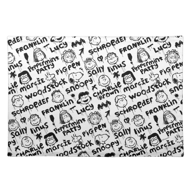Peanut Characters Graffiti Pattern Cloth Placemat (Front)