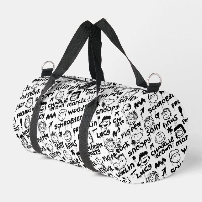 Peanut Characters Graffiti Pattern Duffle Bag (Left Corner)