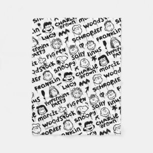Peanut Characters Graffiti Pattern Fleece Blanket