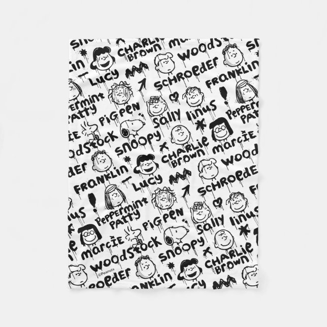 Peanut Characters Graffiti Pattern Fleece Blanket (Front)