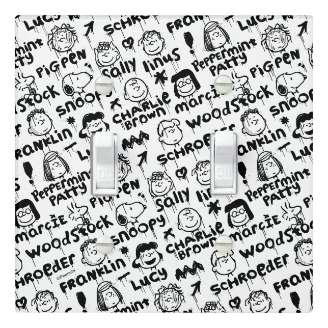 Peanut Characters Graffiti Pattern Light Switch Cover (In Situ)