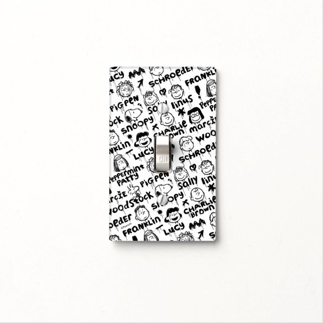 Peanut Characters Graffiti Pattern Light Switch Cover (In Situ)