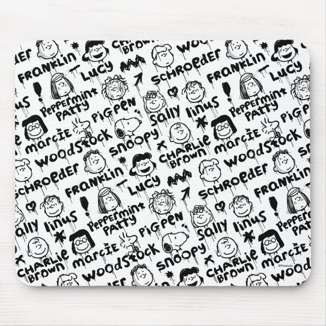 Peanut Characters Graffiti Pattern Mouse Pad (Front)