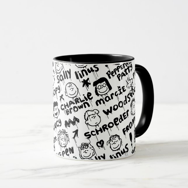 Peanut Characters Graffiti Pattern Mug (Front Right)