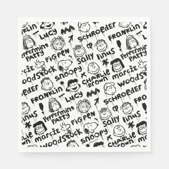 Peanut Characters Graffiti Pattern Napkins (Front)