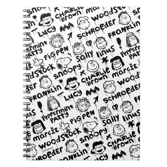 Peanut Characters Graffiti Pattern Notebook (Front)