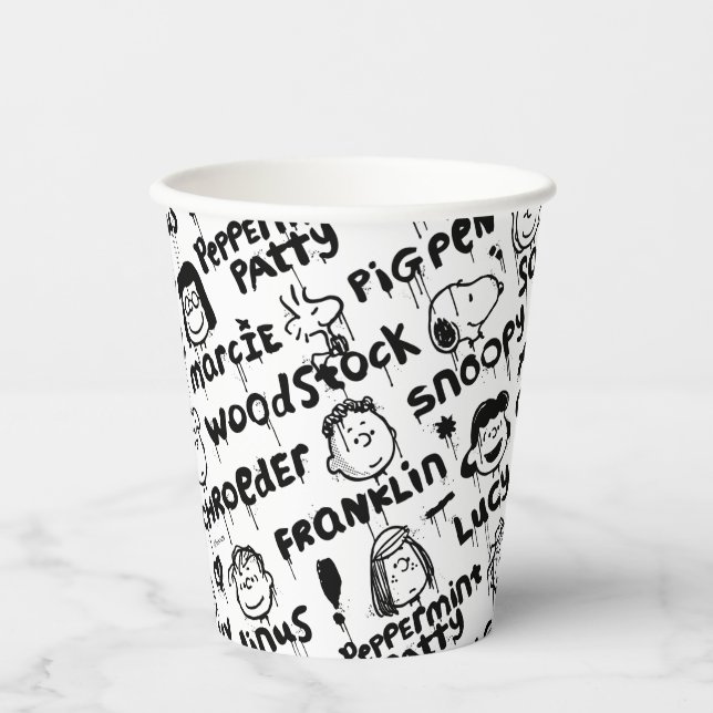 Peanut Characters Graffiti Pattern Paper Cups (Front)