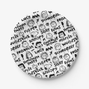 Peanut Characters Graffiti Pattern Paper Plates