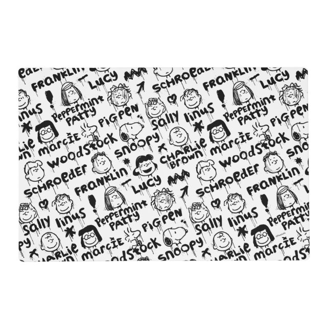 Peanut Characters Graffiti Pattern Placemat (Front)
