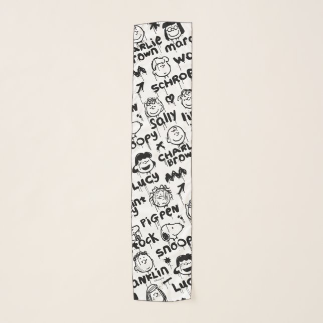 Peanut Characters Graffiti Pattern Scarf (Front)