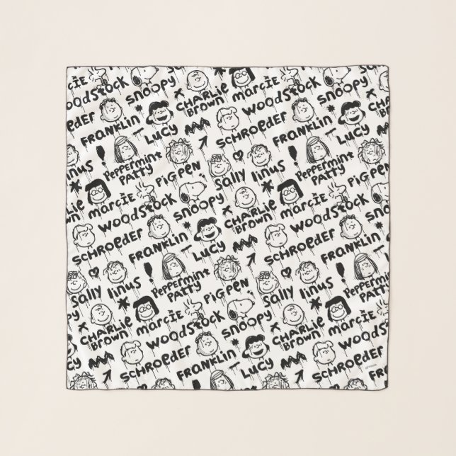 Peanut Characters Graffiti Pattern Scarf (Front)