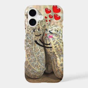 Peanut Couple Hugging with Red Hearts iPhone 17 Case