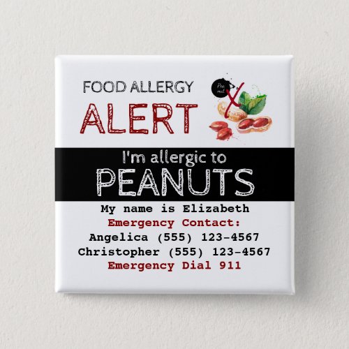 Peanut Food Allergy Alert Label Button