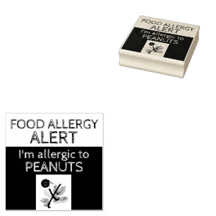 Peanut Food Allergy Alert Rubber Stamp